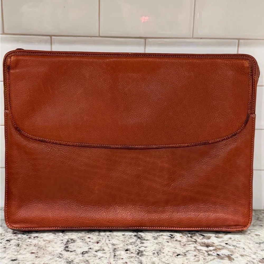 Johnston & Murphy Tan Leather Laptop Bag